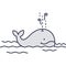 Outline whale icon global warming vector sign