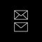 Outline white vector envelope mail web icons on black background.