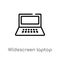 outline widescreen laptop vector icon. isolated black simple line element illustration from computer concept. editable vector