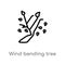 outline wind bending tree vector icon. isolated black simple line element illustration from ecology concept. editable vector