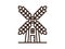 Outline windmill icon or sign. Windmill icon with blades as wheat ears