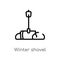 outline winter shovel vector icon. isolated black simple line element illustration from winter concept. editable vector stroke