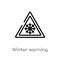 outline winter warning vector icon. isolated black simple line element illustration from weather concept. editable vector stroke
