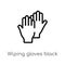 outline wiping gloves black pair vector icon. isolated black simple line element illustration from cleaning concept. editable