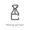 outline wiping sprayer vector icon. isolated black simple line element illustration from cleaning concept. editable vector stroke