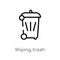 outline wiping trash vector icon. isolated black simple line element illustration from cleaning concept. editable vector stroke