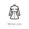 outline women coat vector icon. isolated black simple line element illustration from fashion concept. editable vector stroke women