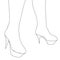 Outline of women legs in boots with heels. Vector illustration
