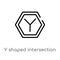 outline y shaped intersection vector icon. isolated black simple line element illustration from shapes concept. editable vector