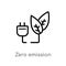 outline zero emission vector icon. isolated black simple line element illustration from smart house concept. editable vector