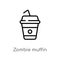 outline zombie muffin vector icon. isolated black simple line element illustration from food concept. editable vector stroke