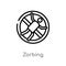 outline zorbing vector icon. isolated black simple line element illustration from free time concept. editable vector stroke