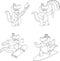 Outlined Alligator Or Crocodile Cartoon Character Different Poses