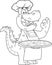 Outlined Alligator Or Crocodile Chef Cartoon Character Holding A Pizza And Gesturing Ok.
