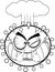 Outlined Angry Coronavirus COVID-19 Cartoon Emoji Character of Pathogenic Bacteria