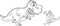 Outlined Angry Dinosaur Chasing A Caveman Cartoon Characters