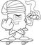 Outlined Angry Marijuana Bud Cartoon Character With A Joint Showing Middle Finger