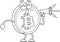 Outlined Bitcoin Cartoon Character Screaming Into Megaphone