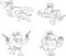 Outlined Bull Cartoon Mascot Character Different Poses