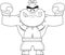 Outlined Bulldog Cartoon Character Boxing Champion In Boxing Shorts Wearing Boxing Gloves