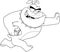 Outlined Bulldog Cartoon Character Football Player Running