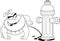 Outlined Bulldog Cartoon Mascot Character Peeing On A Fire Hydrant