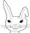 Outlined Bunny with Bent Ear