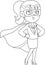 Outlined Business Woman Cartoon Character SuperHero
