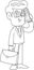 Outlined Businessman Cartoon Character Talking On The Phone