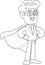Outlined Businessman Cartoon Character Wearing A Superhero Cape