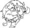 Outlined CaveWoman Cartoon Character Carrying Boar