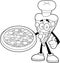 Outlined Chef Pizza Slice Cartoon Character Present The Best Pepperoni Pizza