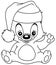 Outlined christmas waving teddy bear