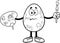 Outlined Confused Egg Cartoon Character Spattered and Holding A Paintbrush And Palette