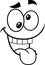 Outlined Crazy Cartoon Funny Face With Smiling Expression