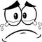 Outlined Crying Cartoon Funny Face With Tears And  Expression