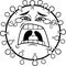 Outlined Crying Coronavirus COVID-19 Cartoon Emoji Character With Tears