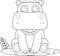 Outlined Cute Baby Hippopotamus Animal Cartoon Character