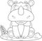 Outlined Cute Baby Rhinoceros Animal Cartoon Character