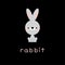 Outlined cute cartoon rabbit
