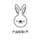 Outlined cute cartoon rabbit