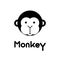 Outlined cute monkey face. Little monkey in cartoon style