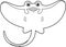 Outlined Cute Stingray Fish Cartoon Character Is Swimming