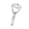 Outlined door key engraving, drawing in vintage detailed style. Etched modern unlocking house item for room, apartment