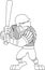 Outlined Eagle Baseball Player Cartoon Character Batting Side
