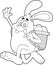 Outlined Easter Bunny Cartoon Character Running With A Basket And Eggs