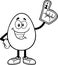 Outlined Easter Egg Cartoon Character Wearing A Foam Finger