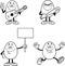 Outlined Easter Egg Cartoon Mascot Character In Different Poses. Vector Hand Drawn Collection Set