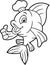 Outlined Fish Chef Cartoon Character Showing Thumbs Up