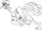 Outlined Football Turkey Bird Cartoon Character Running In Thanksgiving Super Bowl